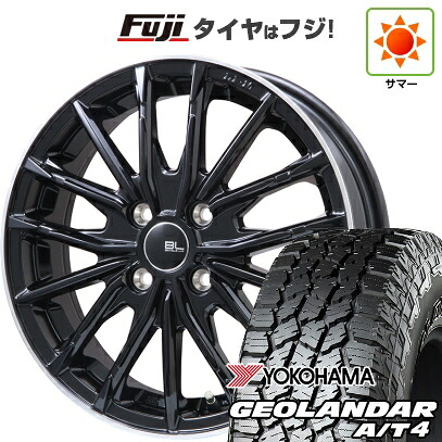 【新品 軽自動車】タフト ソリオ 夏タイヤ ホイール4本セット 165/65R15 ヨコハマ ジオランダー A/T4 G018 RBL ブランドルライン DF-10M グロスブラック/リムポリッシュ 4.5J 15インチ(送料無料)