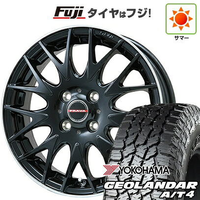 【新品 軽自動車】N-BOX タント スペーシア 夏タイヤ ホイール4本セット 155/65R14 ヨコハマ ジオランダー A/T4 G018 RBL ビッグウエイ レイシーン プラバ9MJrII グロスブラック/リムポリッシュ 4.5J 14インチ(送料無料)
