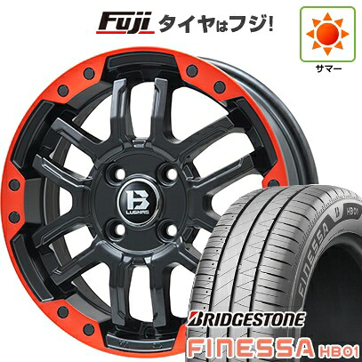【新品 軽自動車】N-BOX タント スペーシア 夏タイヤ ホイール4本セット 165/55R15 ブリヂストン フィネッサ HB01 ビッグウエイ B-LUGNAS FRD(マットブラック/レッドリム) 4.5J 15インチ(送料無料) 58,080円