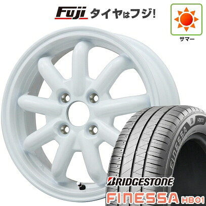 【新品 軽自動車】N-BOX タント スペーシア 夏タイヤ ホイール4本セット 165/55R15 ブリヂストン フィネッサ HB01 ブランドルライン ストレンジャーKST-9改 ホワイト 4.5J 15インチ(送料無料)｜フジ スペシャルセレクション