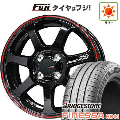 【新品 軽自動車】N-BOX タント スペーシア 夏タイヤ ホイール4本セット 165/55R15 ブリヂストン フィネッサ HB01 MID WHEELS MID RACING R07 5J 15インチ(送料無料)|フジ スペシャルセレクション