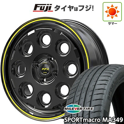 【新品国産車用4穴100】 夏タイヤ ホイール4本セット 195/50R16 ミレバー スポーツマクロ MA349（限定） 共豊 PPX ミルエイト 6J 16インチ(送料無料)