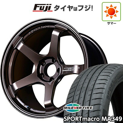 【新品国産車用4穴100】 夏タイヤ ホイール4本セット 205/45R17 ミレバー スポーツマクロ MA349（限定） ヨコハマ アドバンレーシング GT ビヨンド 7J 17インチ(送料無料)