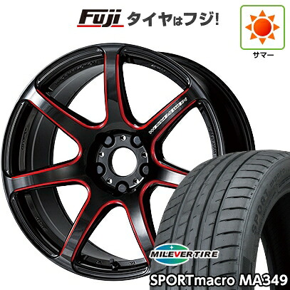 【新品国産車用4穴100】 夏タイヤ ホイール4本セット 205/45R17 ミレバー スポーツマクロ MA349（限定） WORK ワーク エモーション T7R【限定】 7J 17インチ(送料無料)