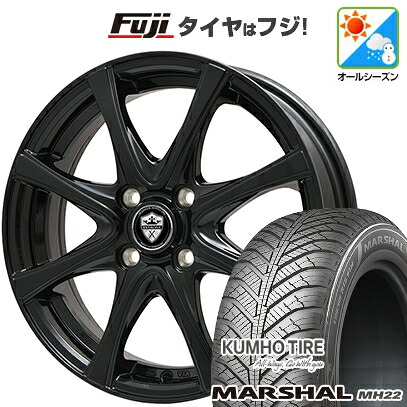 【新品】フィット オールシーズンタイヤ ホイール4本セット 185/60R15 クムホ マーシャル MH22 オールシーズン(限定) エルベ エステローザ FSV グロスブラック 6J 15インチ(送料無料)