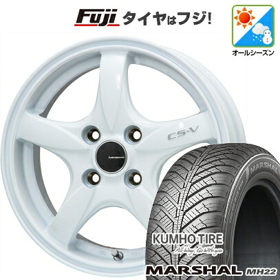 【新品国産車用4穴100】 オールシーズンタイヤ ホイール4本セット 185/65R15 クムホ マーシャル MH22 オールシーズン(限定) レアマイスター CS-V(ホワイト) 6J 15インチ(送料無料)
