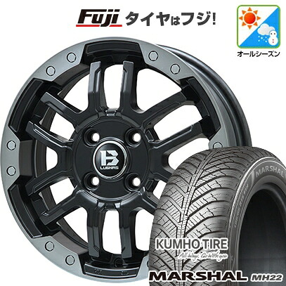 【新品国産車用4穴100】 オールシーズンタイヤ ホイール4本セット 205/45R17 88 W XL クムホ マーシャル MH22 オールシーズン(限定) ビッグウエイ B-LUGNAS FRD(マットブラック/ブラッククリアリム) 6.5J 17インチ(送料無料)