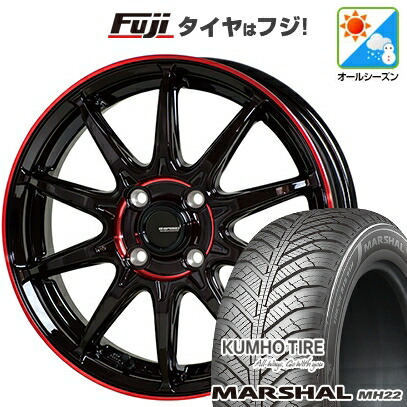 【新品国産車用4穴100】 オールシーズンタイヤ ホイール4本セット 205/45R17 88 W XL クムホ マーシャル MH22 オールシーズン(限定) ホットスタッフ ジースピード P-05R 6.5J 17インチ(送料無料)