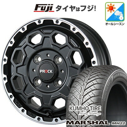 【新品国産車用4穴100】 オールシーズンタイヤ ホイール4本セット 175/65R14 クムホ マーシャル MH22 オールシーズン(限定) ブレスト バーンズテック プロックストリーム 5J 14インチ(送料無料)