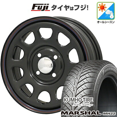 【新品】ルーミー・パッソ・ジャスティ・トール オールシーズンタイヤ ホイール4本セット 165/65R14 クムホ マーシャル MH22 オールシーズン(限定) モリタ デイトナズ 6J 14インチ(送料無料)|フジ スペシャルセレクション