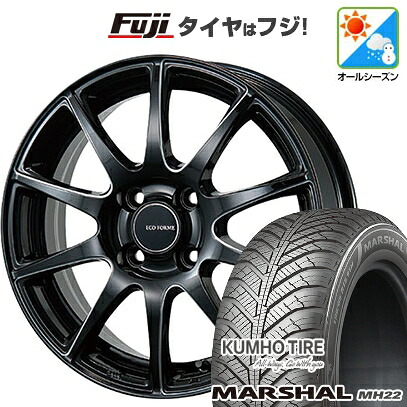 【新品国産車用4穴100】 オールシーズンタイヤ ホイール4本セット 185/65R15 クムホ マーシャル MH22 オールシーズン(限定) ブリヂストン エコフォルム CRS23 5.5J 15インチ(送料無料)