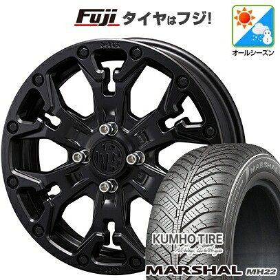 【新品 軽自動車】ソリオ ハスラー オールシーズンタイヤ ホイール4本セット 165/70R14 クムホ マーシャル MH22 オールシーズン(限定) クリムソン マーテルギア(MG) ゴーレム Jr 4.5J 14インチ(送料無料)|フジ スペシャルセレクション