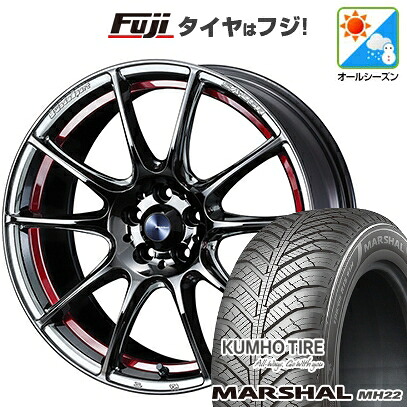【新品国産車用4穴100】 オールシーズンタイヤ ホイール4本セット 205/45R17 88 W XL クムホ マーシャル MH22 オールシーズン(限定) WEDS ウェッズスポーツ SA-25R 7J 17インチ(送料無料)