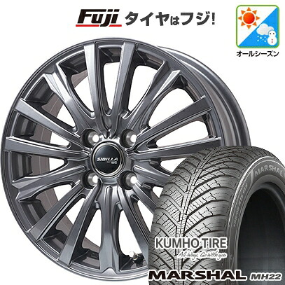 【新品】フィット オールシーズンタイヤ ホイール4本セット 185/60R15 クムホ マーシャル MH22 オールシーズン(限定) トピー シビラ NEXT W-5 ディープグレー【限定】 5.5J 15インチ(送料無料)