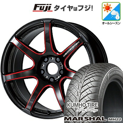 【新品国産車用4穴100】 オールシーズンタイヤ ホイール4本セット 205/45R17 88 W XL クムホ マーシャル MH22 オールシーズン(限定) WORK ワーク エモーション T7R【限定】 7J 17インチ(送料無料)