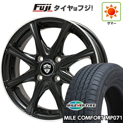【新品】フィット 夏タイヤ ホイール4本セット 185/60R15 ミレバー ミレコンフォート MP071(限定) エルベ エステローザ MZV ブラックリムポリッシュ 6J 15インチ(送料無料)
