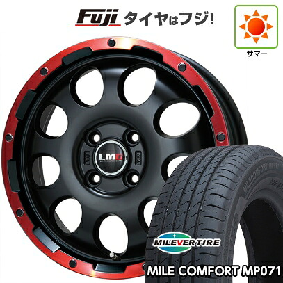 【新品 軽自動車】ハスラー デリカミニ(4WD) 夏タイヤ ホイール4本セット 165/60R15 ミレバー ミレコンフォート MP071(限定) レアマイスター LMG CS-9 マットブラック/レッドリム 4.5J 15インチ(送料無料)