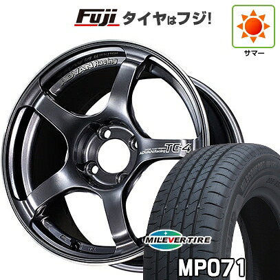 【新品国産車用4穴100】 夏タイヤ ホイール4本セット 185/60R15 ミレバー ミレコンフォート MP071(限定) ヨコハマ アドバンレーシング TC-4 6.5J 15インチ(送料無料)