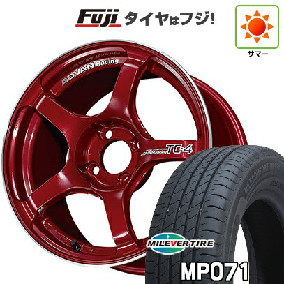 【新品国産車用4穴100】 夏タイヤ ホイール4本セット 185/60R15 ミレバー ミレコンフォート MP071(限定) ヨコハマ アドバンレーシング TC-4 6J 15インチ(送料無料)