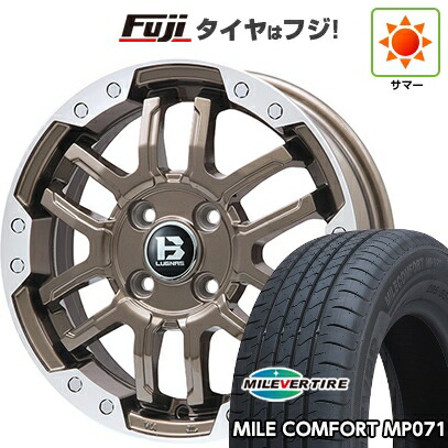 【新品 軽自動車】N-BOX タント スペーシア 夏タイヤ ホイール4本セット 155/65R14 ミレバー ミレコンフォート MP071(限定) ビッグウエイ B-LUGNAS FRD(ブロンズ/リムポリッシュ) 4.5J 14インチ(送料無料)