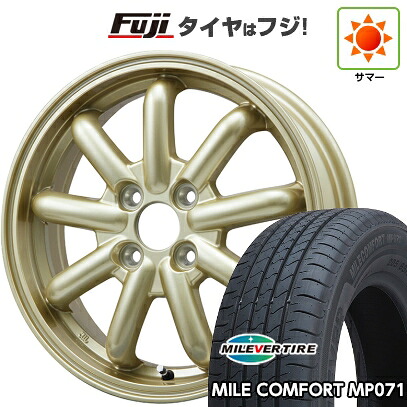 【新品 軽自動車】N-BOX タント スペーシア 夏タイヤ ホイール4本セット 155/65R14 ミレバー ミレコンフォート MP071(限定) ブランドルライン ストレンジャーKST-9改 ゴールド 4.5J 14インチ(送料無料)|フジ スペシャルセレクション