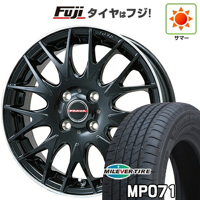 【新品国産車用4穴100】 夏タイヤ ホイール4本セット 185/65R15 ミレバー ミレコンフォート MP071(限定) ビッグウエイ レイシーン プラバ9MJrII グロスブラック/リムポリッシュ 6J 15インチ(送料無料) 48,600円