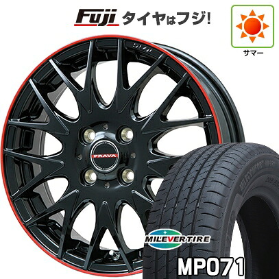 【新品国産車用4穴100】 夏タイヤ ホイール4本セット 185/60R15 ミレバー ミレコンフォート MP071(限定) ビッグウエイ レイシーン プラバ9MJrII グロスブラック/レッドリム 6J 15インチ(送料無料)｜フジ スペシャルセレクション