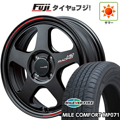 【新品国産車用4穴100】 夏タイヤ ホイール4本セット 185/55R16 ミレバー ミレコンフォート MP071(限定) MID WHEELS MID RACING TR50 6J 16インチ(送料無料)