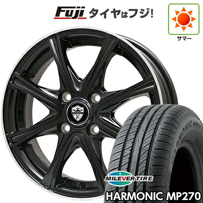 【新品国産車用4穴100】 夏タイヤ ホイール4本セット 195/65R15 ミレバー ハーモニック MP270(限定) エルベ エステローザ MZV ブラックリムポリッシュ 5.5J 15インチ(送料無料) 40,560円