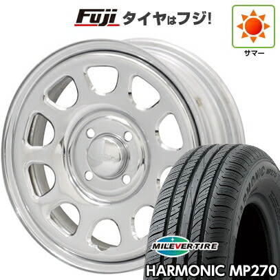 【新品国産車用4穴100】 夏タイヤ ホイール4本セット 175/65R14 ミレバー ハーモニック MP270(限定) モリタ デイトナズ クローム 6J 14インチ(送料無料)