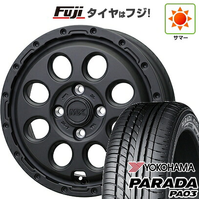 【新品 軽自動車】 夏タイヤ ホイール4本セット 165/55R14 ヨコハマ PARADA PA03 ブラックレター ホットスタッフ マッドクロス リーコン 4.5J 14インチ(送料無料)