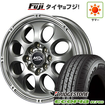 【新品】プロボックス/サクシード(リフトアップ) 夏タイヤ ホイール4本セット 185/80R14 102/100N ブリヂストン エコピア R710 MID WHEELS ガイア ブリッグ バネット プロボックス専用 5J 14インチ(送料無料)