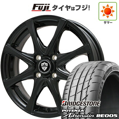 【新品 軽自動車】N-BOX タント スペーシア 夏タイヤ ホイール4本セット 165/55R15 ブリヂストン ポテンザ アドレナリン RE005 エルベ エステローザ FSV グロスブラック 4.5J 15インチ(送料無料)
