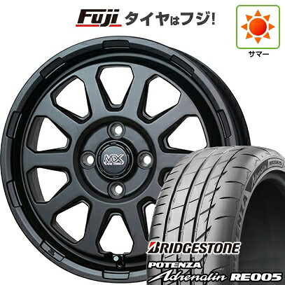 【新品 軽自動車】N-BOX タント スペーシア 夏タイヤ ホイール4本セット 165/55R15 ブリヂストン ポテンザ アドレナリン RE005 ホットスタッフ マッドクロス レンジャー 4.5J 15インチ(送料無料)