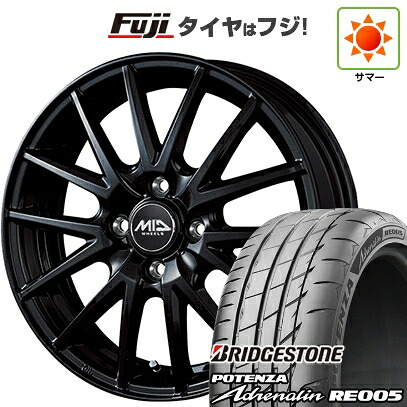 【新品 軽自動車】N-BOX タント スペーシア 夏タイヤ ホイール4本セット 165/55R15 ブリヂストン ポテンザ アドレナリン RE005 MID WHEELS SQ27 4.5J 15インチ(送料無料)