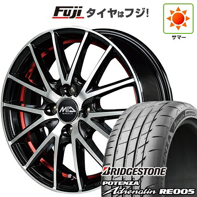 【新品 軽自動車】N-BOX タント スペーシア 夏タイヤ ホイール4本セット 165/55R15 ブリヂストン ポテンザ アドレナリン RE005 MID WHEELS RX27 4.5J 15インチ(送料無料)|フジ スペシャルセレクション
