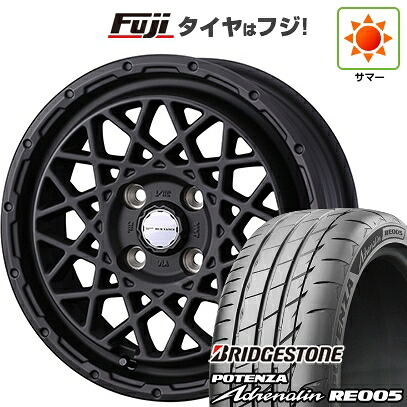 【新品 軽自動車】N-BOX タント スペーシア 夏タイヤ ホイール4本セット 165/55R15 ブリヂストン ポテンザ アドレナリン RE005 WEDS ウェッズアドベンチャー マッドヴァンス 09 4.5J 15インチ(送料無料)