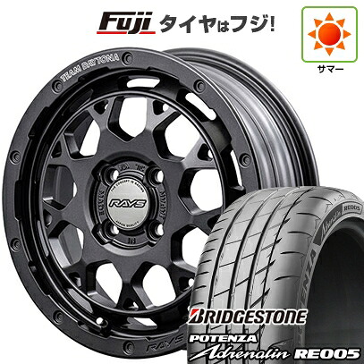 【新品 軽自動車】N-BOX タント スペーシア 夏タイヤ ホイール4本セット 165/55R15 ブリヂストン ポテンザ アドレナリン RE005 RAYS レイズ デイトナ M9+ SPEC-M 5J 15インチ(送料無料)