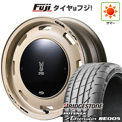 【新品 軽自動車】N-BOX タント スペーシア 夏タイヤ ホイール4本セット 165/55R15 ブリヂストン ポテンザ アドレナリン RE005 MID WHEELS MID×DOD ウシャリントバリ 4.5J 15インチ(送料無料)