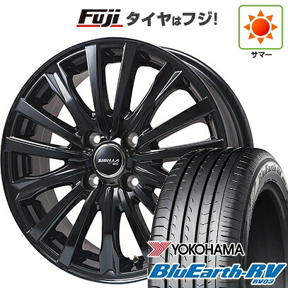 【パンク保証付き】【新品国産車用4穴100】 夏タイヤ ホイール4本セット 185/65R15 ヨコハマ ブルーアース RV-03 トピー シビラ NEXT W-5 グロスブラック【限定】 5.5J 15インチ(送料無料)