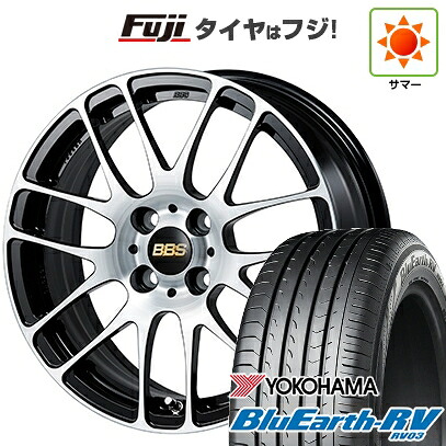 【パンク保証付き】【新品国産車用4穴100】 夏タイヤ ホイール4本セット 185/65R15 ヨコハマ ブルーアース RV-03 BBS JAPAN RE-L2 ブラックダイヤカット 5.5J 15インチ(送料無料)