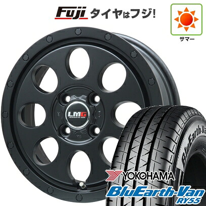 【新品】プロボックス/サクシード(リフトアップ) 夏タイヤ ホイール4本セット 185/80R14 102/100N ヨコハマ ブルーアース Van RY55 レアマイスター LMG CS-8 マットブラック 5J 14インチ(送料無料)