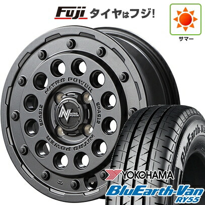 【新品】プロボックス/サクシード(リフトアップ) 夏タイヤ ホイール4本セット 185/80R14 102/100N ヨコハマ ブルーアース Van RY55 MID WHEELS NITRO POWER H12 ショットガン 5.5J 14インチ(送料無料)