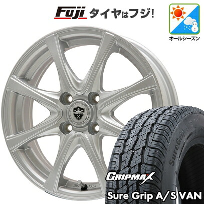 【新品】プロボックス/サクシード(160系) オールシーズンタイヤ ホイール4本セット 155R14C 88/86T グリップマックス シュアグリップ オールシーズン Van(限定2024年製) エルベ エステローザ FSV シルバー 5J 14インチ(送料無料)