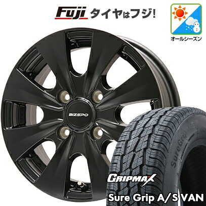 【新品】プロボックス/サクシード(160系) オールシーズンタイヤ ホイール4本セット 155R14C 88/86T グリップマックス シュアグリップ オールシーズン Van(限定2024年製) エルベ ビズスポ セミグロスブラック 5J 14インチ(送料無料)|フジ スペシャルセレクション