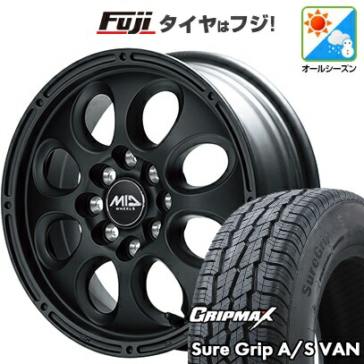 【新品】プロボックス/サクシード(160系) オールシーズンタイヤ ホイール4本セット 155R14C 88/86T グリップマックス シュアグリップ オールシーズン Van(限定) MID WHEELS ガイア クロス バネット プロボックス専用 5J 14インチ(送料無料)