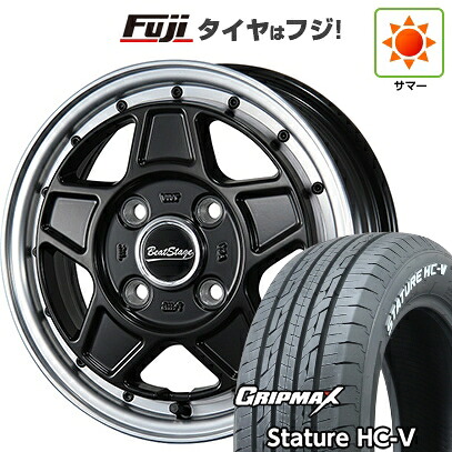 【新品 軽自動車】軽トラ 軽バン 夏タイヤ ホイール4本セット 145/80R12 80/78Q グリップマックス スタチャー HC-V RWL（限定） ブレスト ビートステージ VZ-C 4J 12インチ(送料無料)