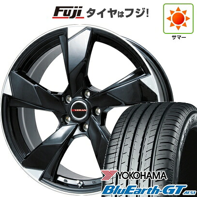 【新品国産車用5穴114.3】 夏タイヤ ホイール4本セット 235/50R18 ヨコハマ ブルーアース GT AE51 プレミックス ヴェランV(グロスブラック/リムポリッシュ) 7J 18インチ(送料無料)
