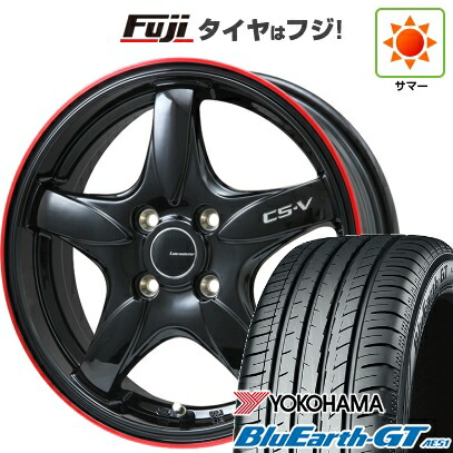 【新品】セレナ 夏タイヤ ホイール4本セット 195/65R15 ヨコハマ ブルーアース GT AE51 レアマイスター CS-V(グロスブラック/レッドリム) 6J 15インチ(送料無料)