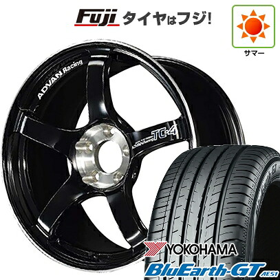 【新品国産車用5穴100】 夏タイヤ ホイール4本セット 225/40R18 ヨコハマ ブルーアース GT AE51 ヨコハマ アドバンレーシング TC-4 SE 8.5J 18インチ(送料無料)|フジ スペシャルセレクション